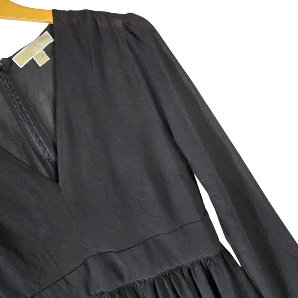 Michael Michael Kors Black Long Sleeve Dress Sheer Overlay Size 2